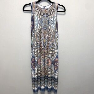 Analili NWT Muted Blue Paisley Sleeveless Boho Shift Dress 3186